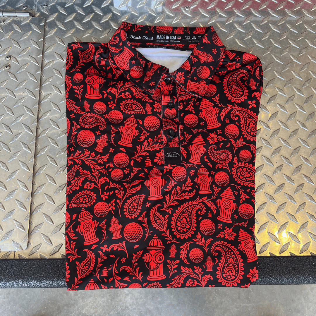 Redline Paisley Golf Polo | Firefighter-Inspired Golf Polo – Black